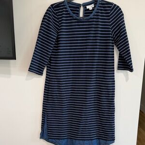 J. Jill Navy & Light Blue Striped Midi Dress